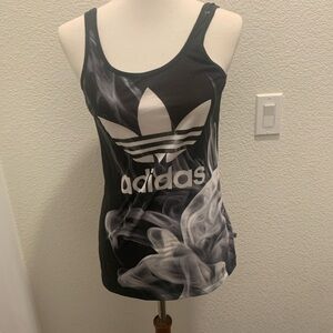 Adidas Black and White Fitted Tank Top